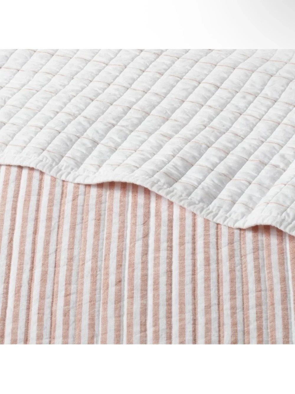 King Reversible Cotton Stripe Quilt Terracotta - Threshold
